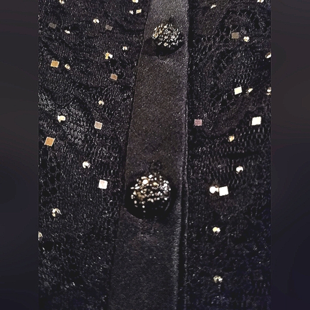 WOW! St John Evening 6 4 Black Hundreds Swarovski Crystals & Buttons Skirt Suit - Picture 5 of 13